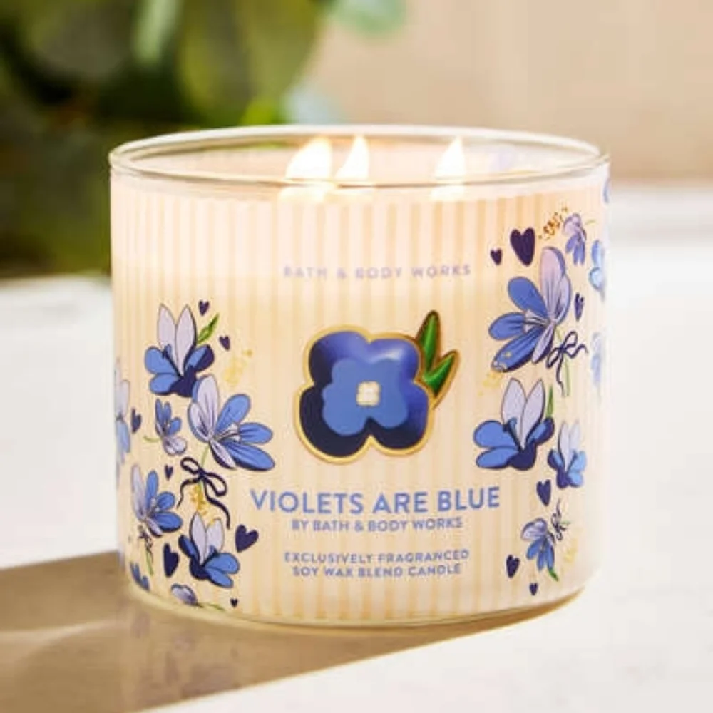 Bath & Body Works Violets Are Blue 3-Wick Candle - Picture 4 of 7
